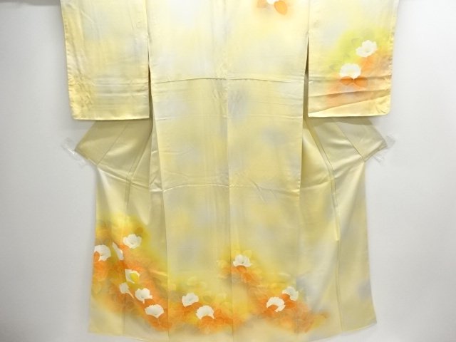 JAPANESE KIMONO / UNUSED HOMONGI / FLORAL PLANTS / BOKASHI